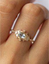 Load image into Gallery viewer, Celine Daoust 14k Gold Aquamarine &amp; Diamond Eyes Ring
