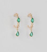 Load image into Gallery viewer, Celine Daoust Emerald &amp; Diamond Hoops
