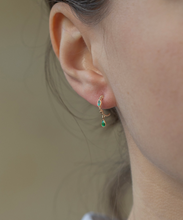 Load image into Gallery viewer, Celine Daoust Emerald &amp; Diamond Hoops
