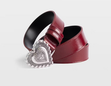 Load image into Gallery viewer, Zadig &amp; Voltaire Red Santa Fe Crush Leather Belt
