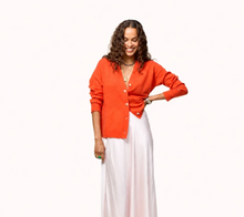 Load image into Gallery viewer, Kerri Rosenthal Whisper Featherweight Cardigan in Tomato
